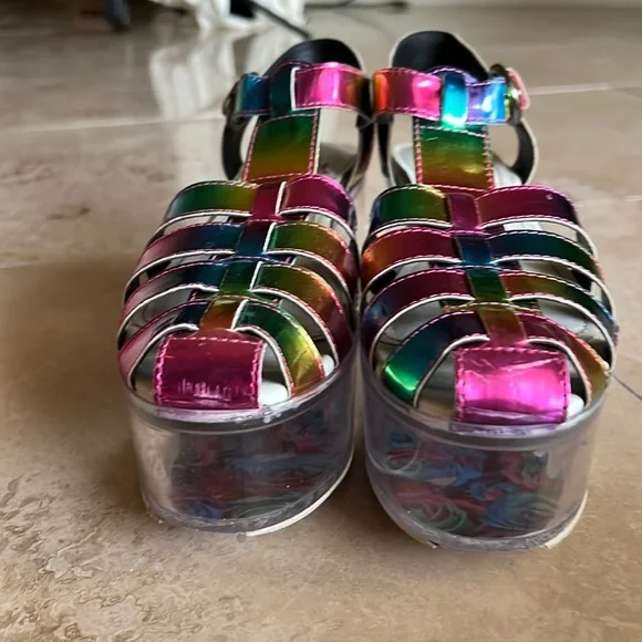YRU Qloud Chariot Rainbow Platform Sandals - Picture 3 of 13
